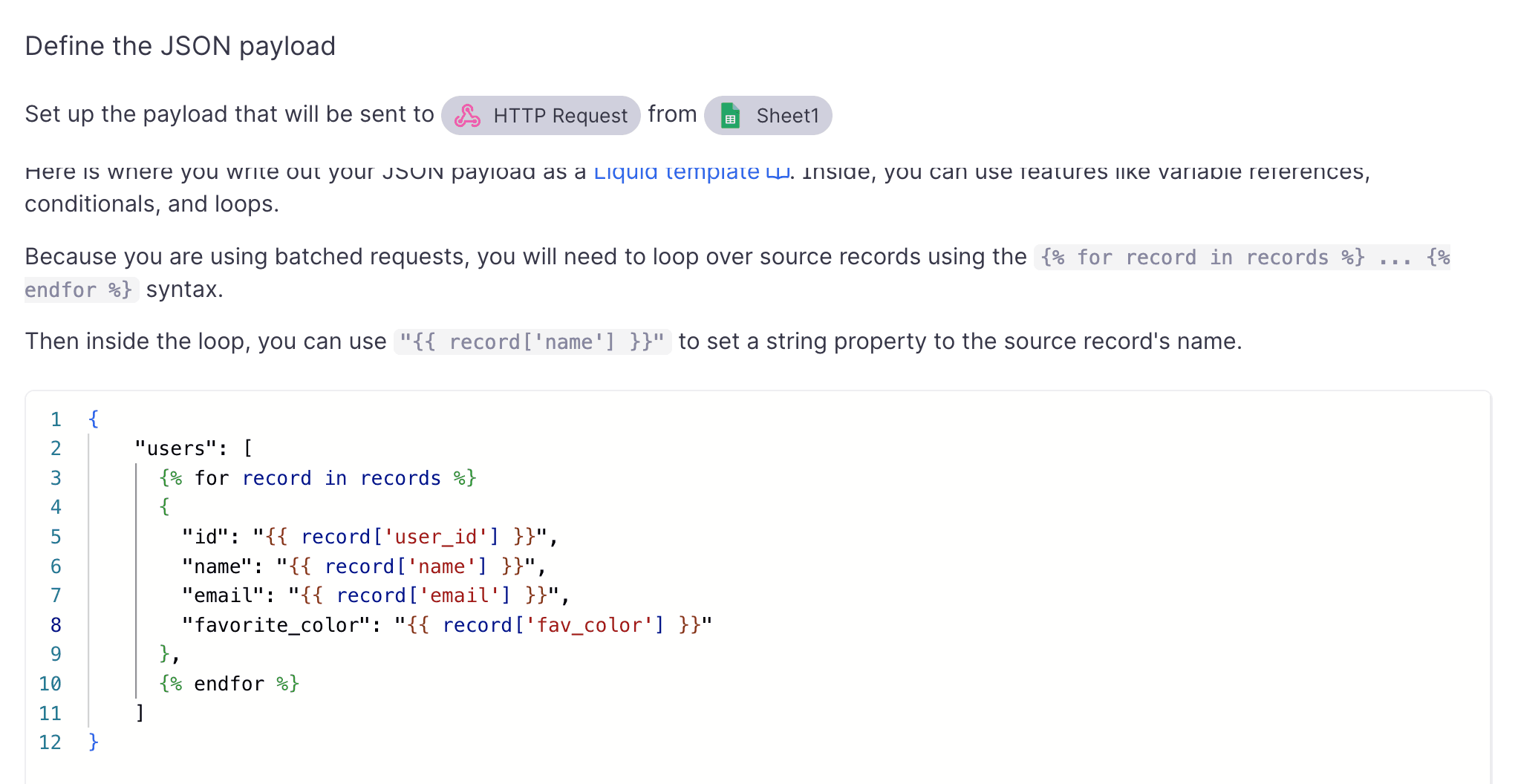 Edit the request body template